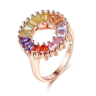 obtention du diplôme Rose Gold Vermeil Ring de femmes de bague de fiançailles du Zircon 3.4g de 14.1mm