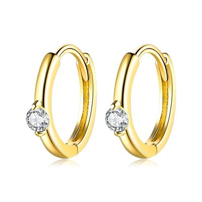 les boucles d'oreille de cercle d'or d'acier inoxydable de 1.6g 1.5x0.3cm font la fête le vrai ODM argenté de boucles d'oreille de la CZ