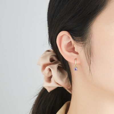 le platine d'ensembles de 0.67in 2.2g Sterling Silver Jewelry a plaqué les boucles d'oreille argentées d'aiguille de la CZ