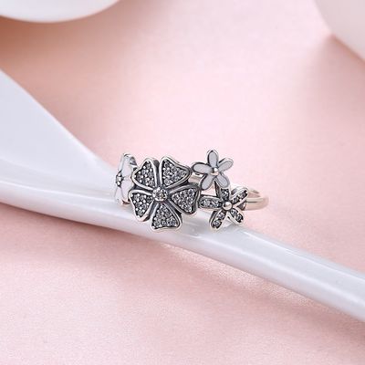 Les bandes de bijoux de Rose Ring Sterling Silver Rose Flower Heart Ring Adjustable Open Ring Love promettent Ring Gift For Women