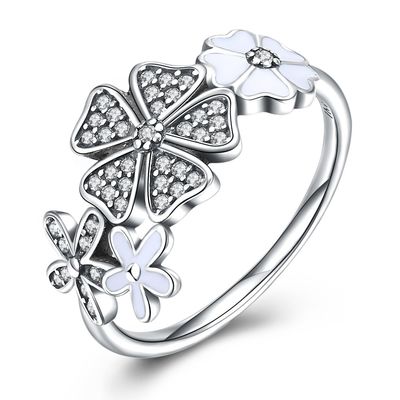 Les bandes de bijoux de Rose Ring Sterling Silver Rose Flower Heart Ring Adjustable Open Ring Love promettent Ring Gift For Women