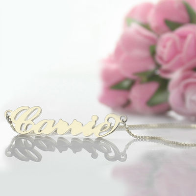 or fait sur commande à chaînes Carrie Style Name Necklace des colliers 18K de l'argent 0.07oz de 55cm