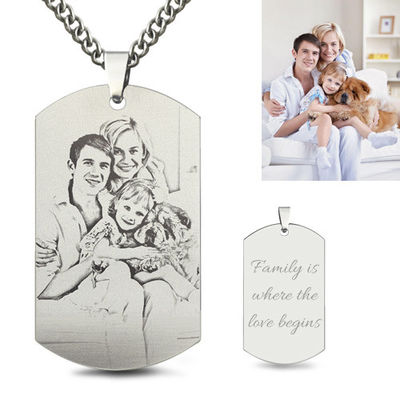 OEM pendant de collier de photo personnalisé par 1.96in d'acier inoxydable de collier de l'image 3gram