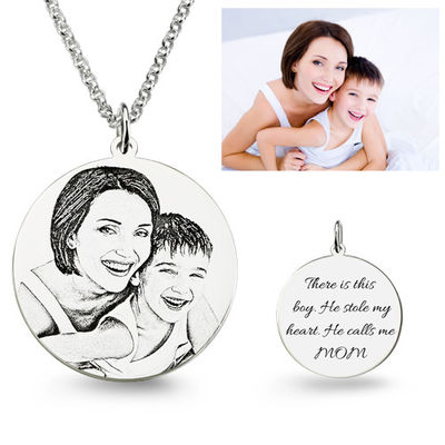 collier d'image gravé par ami argenté fait sur commande de colliers de 0.11oz 0.98in