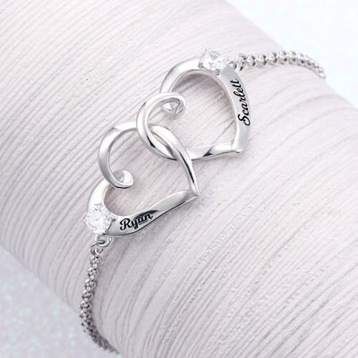 ODM gravé unisexe de bracelet de nom de bracelet de cheville de coeur du double 0.35oz de 1.9X1.7cm
