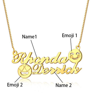 collier initial commémoratif de nom du collier S925 d'or de 1.8ft 0.07oz Emoji