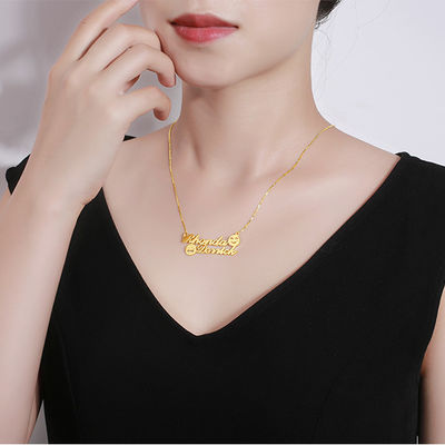 collier initial commémoratif de nom du collier S925 d'or de 1.8ft 0.07oz Emoji