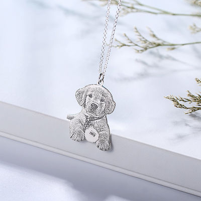 collier personnalisé à la mode argenté 2.2cm fait sur commande d'étiquette de chien des colliers S925 de 0.87in