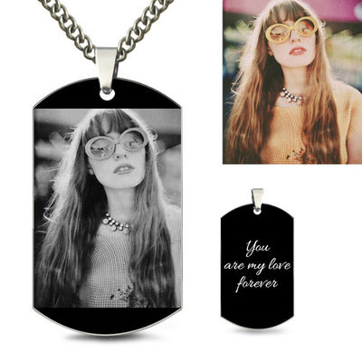 GV unisexe de collier de photo personnalisé par 1.96in d'acier inoxydable de collier de la photo 3g