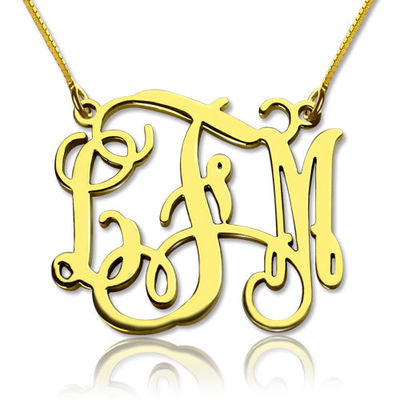 1.8ft 0.07oz a personnalisé l'or de collier de monogramme a plaqué trois GV de collier de lettre