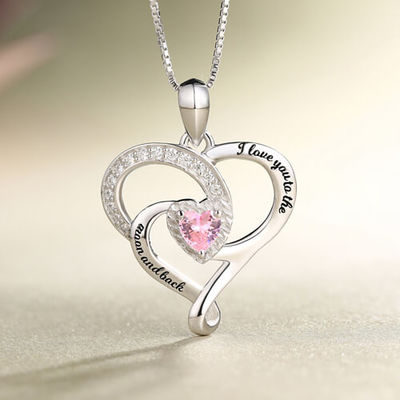 GV en forme de coeur de 0.2in 0.14oz Diamond Necklace Moon Birthstone Necklace