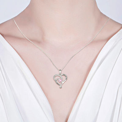 GV en forme de coeur de 0.2in 0.14oz Diamond Necklace Moon Birthstone Necklace