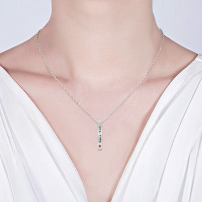 les colliers 0.46oz argentés faits sur commande de 4x4x30mm argentent le GV pendant de collier de rectangle