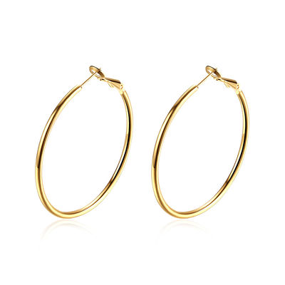 l'or de 40mm a plaqué les boucles d'oreille faites sur commande de cercle autour de l'engagement d'OEM de 8.2g Rose Gold