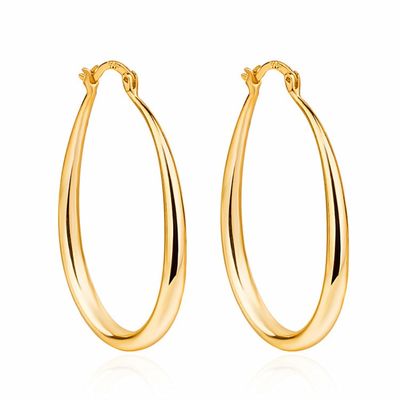 Le platine a plaqué les cercles lisses d'or du cercle 14k 30×21mm pour Madame de femmes