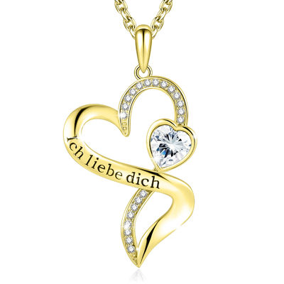 amour sans fin d'or en forme de coeur de collier du double 0.29oz de 18in avec le cristal blanc de Austrian crystal