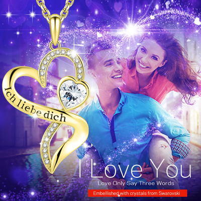 amour sans fin d'or en forme de coeur de collier du double 0.29oz de 18in avec le cristal blanc de Austrian crystal