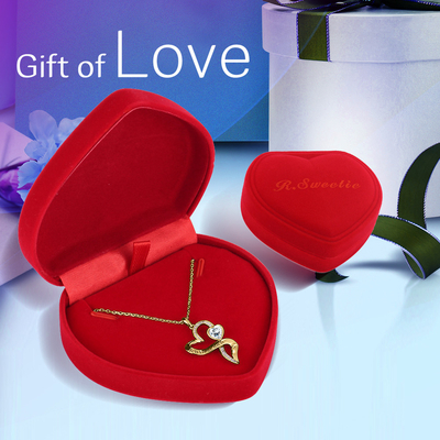 amour sans fin d'or en forme de coeur de collier du double 0.29oz de 18in avec le cristal blanc de Austrian crystal