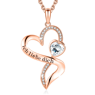 Le rhodium de cristaux du collier 18in 0.29oz Austrian crystal de Rose Gold Crystal Double Heart a plaqué