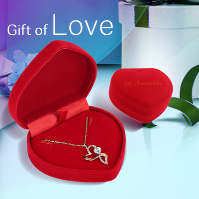 Le rhodium de cristaux du collier 18in 0.29oz Austrian crystal de Rose Gold Crystal Double Heart a plaqué