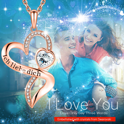 Le rhodium de cristaux du collier 18in 0.29oz Austrian crystal de Rose Gold Crystal Double Heart a plaqué