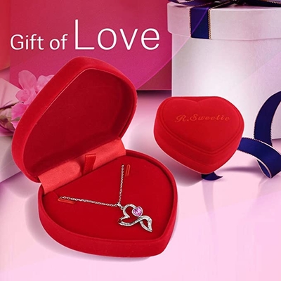 925 cristaux de Austrian crystal plaqués par rhodium de collier de Sterling Silver Personalized Double Heart