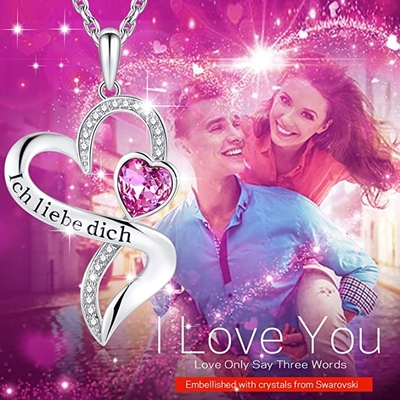 925 cristaux de Austrian crystal plaqués par rhodium de collier de Sterling Silver Personalized Double Heart