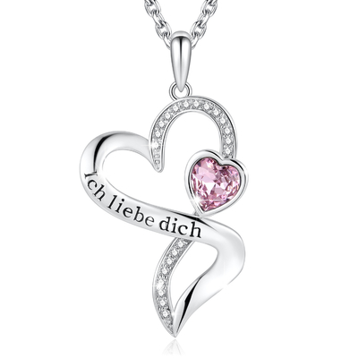 Sterling Silver Heart Pendant Necklace gravé avec le cristal pourpre de Austrian crystal
