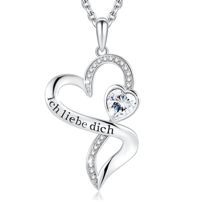 Double collier 925 Sterling Silver White Austrian crystal Crystal d'infini du coeur des filles