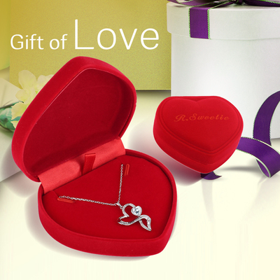 Double collier 925 Sterling Silver White Austrian crystal Crystal d'infini du coeur des filles