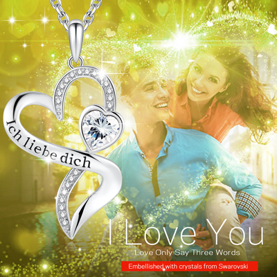 Double collier 925 Sterling Silver White Austrian crystal Crystal d'infini du coeur des filles