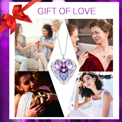 Collier de coeur d'infini de Austrian crystal Crystal Silver Heart Pendant Necklace 925 double