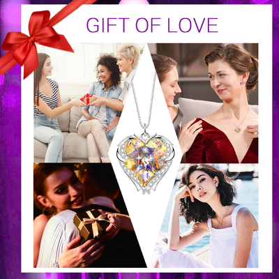 Cadeaux de 18 pouces 8,2 pour la maman du grand collier de coeur de fille avec Austrian crystal Crystal Necklace For Girlfriend jaune