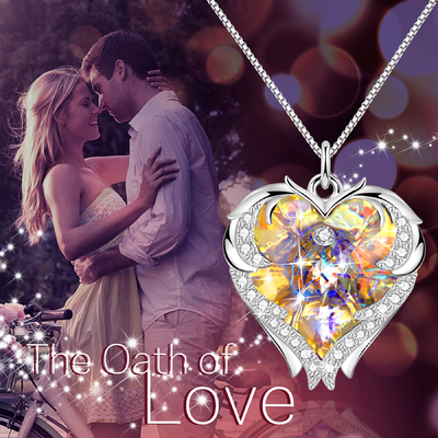 Cadeaux de 18 pouces 8,2 pour la maman du grand collier de coeur de fille avec Austrian crystal Crystal Necklace For Girlfriend jaune