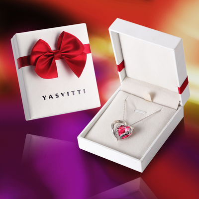 Cristal rose sans plomb de Sterling Silver Heart Pendant Necklace 1.18x0.98in Austrian crystal
