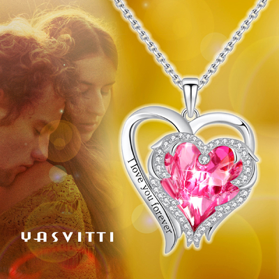 l'argent pendant de double forme de coeur de 1.18x0.98in a plaqué avec des cristaux de Austrian crystal