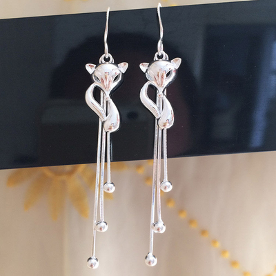 990 longues boucles d'oreille de baisse du gland 0.19oz de Sterling Silver Jewelry Earrings 7.1cm