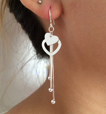 990 longues boucles d'oreille de baisse du gland 0.19oz de Sterling Silver Jewelry Earrings 7.1cm