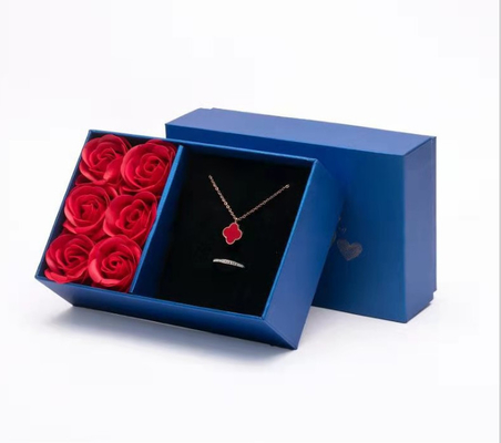 boîte Ring Box de boucle d'oreille de boîte de collier de boîte à bijoux d'emballage de 115*115*110 millimètre 0,406 kilogramme Rose Flower Gift Jewelry Box
