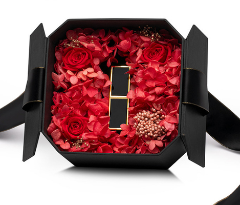 Rose Flower Gift Jewelry Box noire 0,406 kilogrammes pour l'anneau de boucle d'oreille de collier